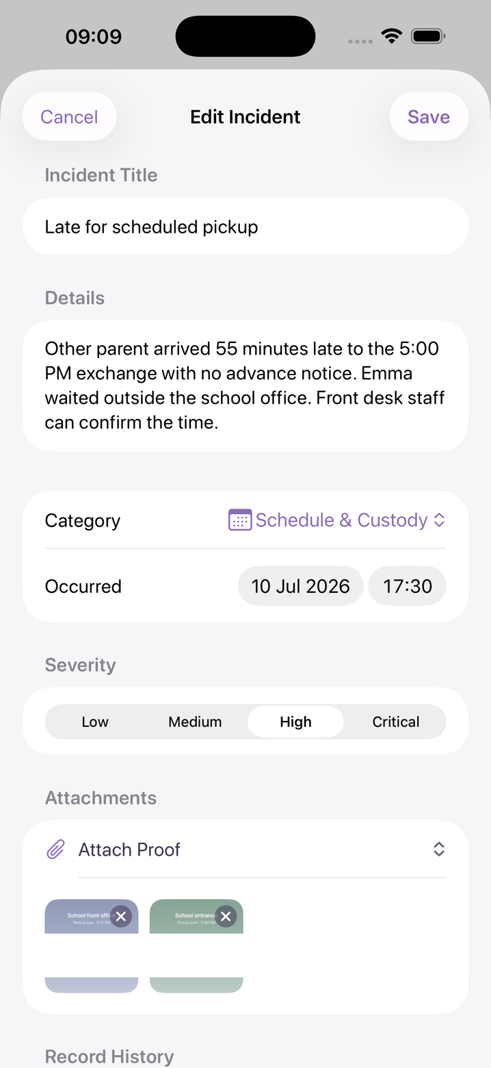 Logging an incident in Oya Shield: title, details, category, date occurred, and severity